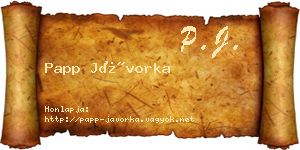 Papp Jávorka névjegykártya